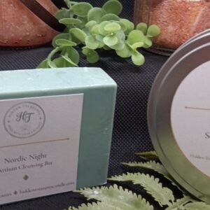 Midnight Forest Gift Set — candle, soap, bath salts and sugar scrub by Hidden Treasures